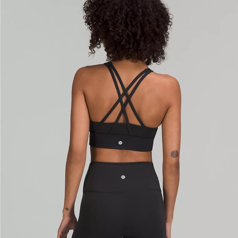 NWT- Lululemon Energy High-Neck Longline Medium Support, B–D cups black size 8